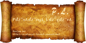Pöstényi Lóránt névjegykártya